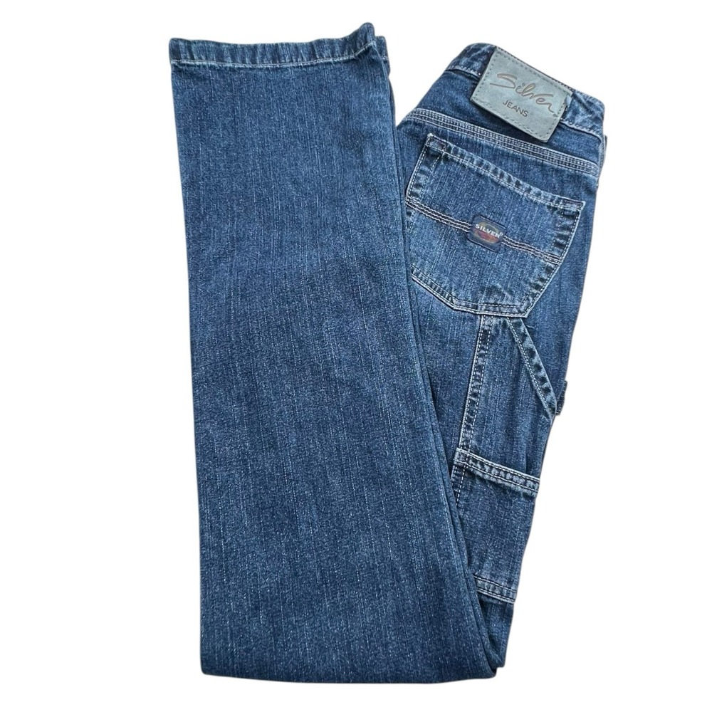 Vintage Silver Jeans Co Womens 26x32 Bootcut Dark Wash Utility Jeans Mid Rise